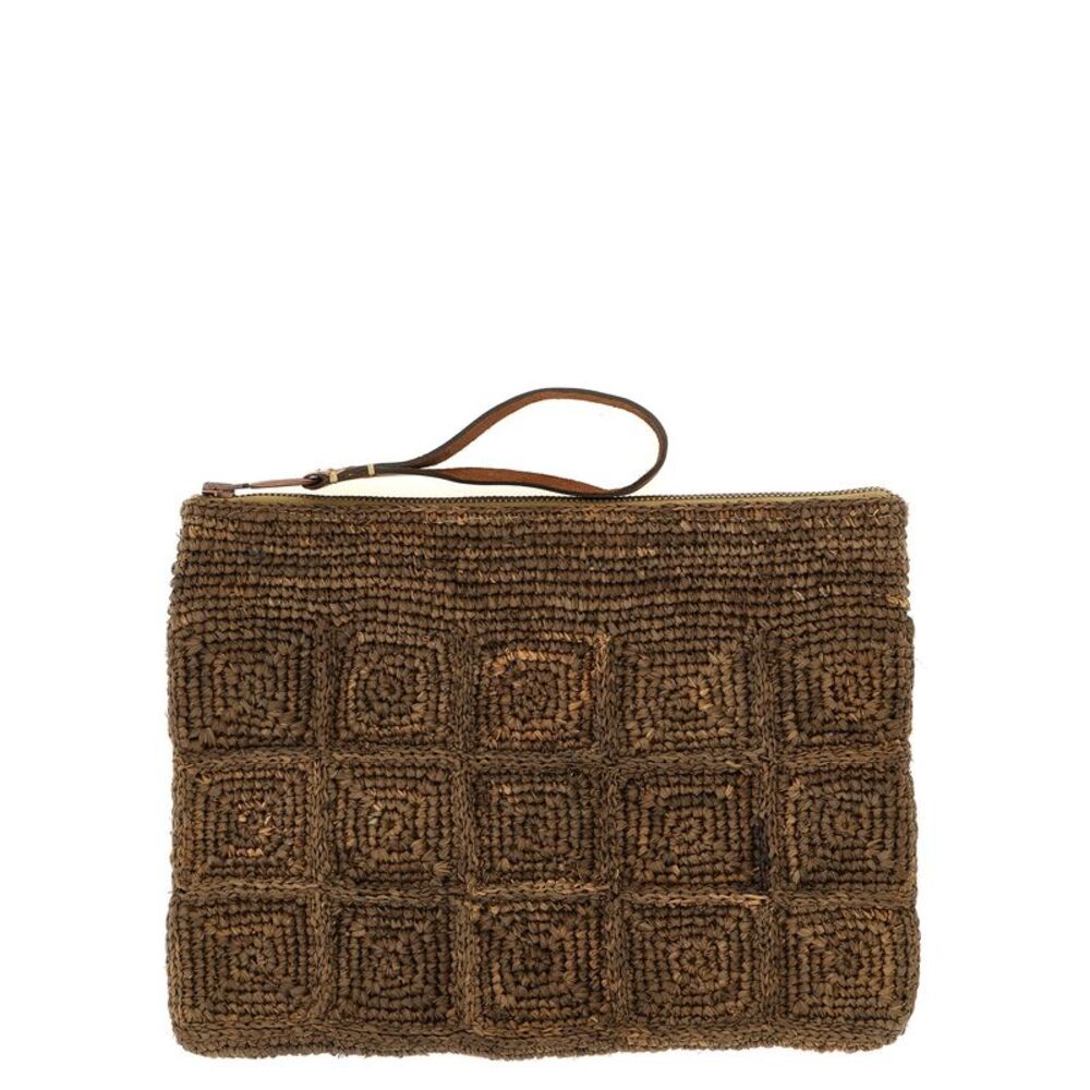Ibeliv Brown Raffia Clutch Women's Bag